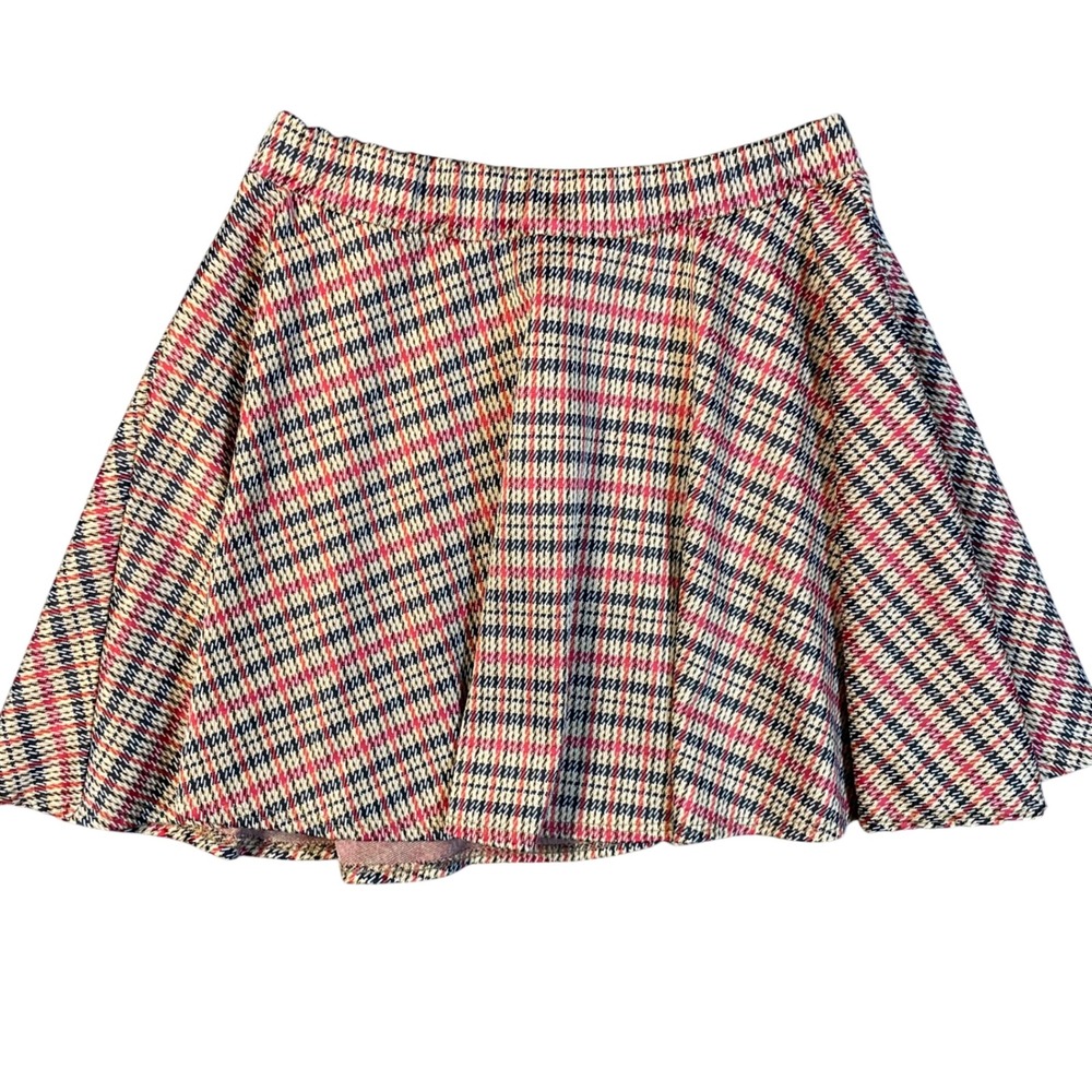VTG Y2K Rainbow Plaid Skater Skirt Size Large Mini‎ Length Academia Preppy